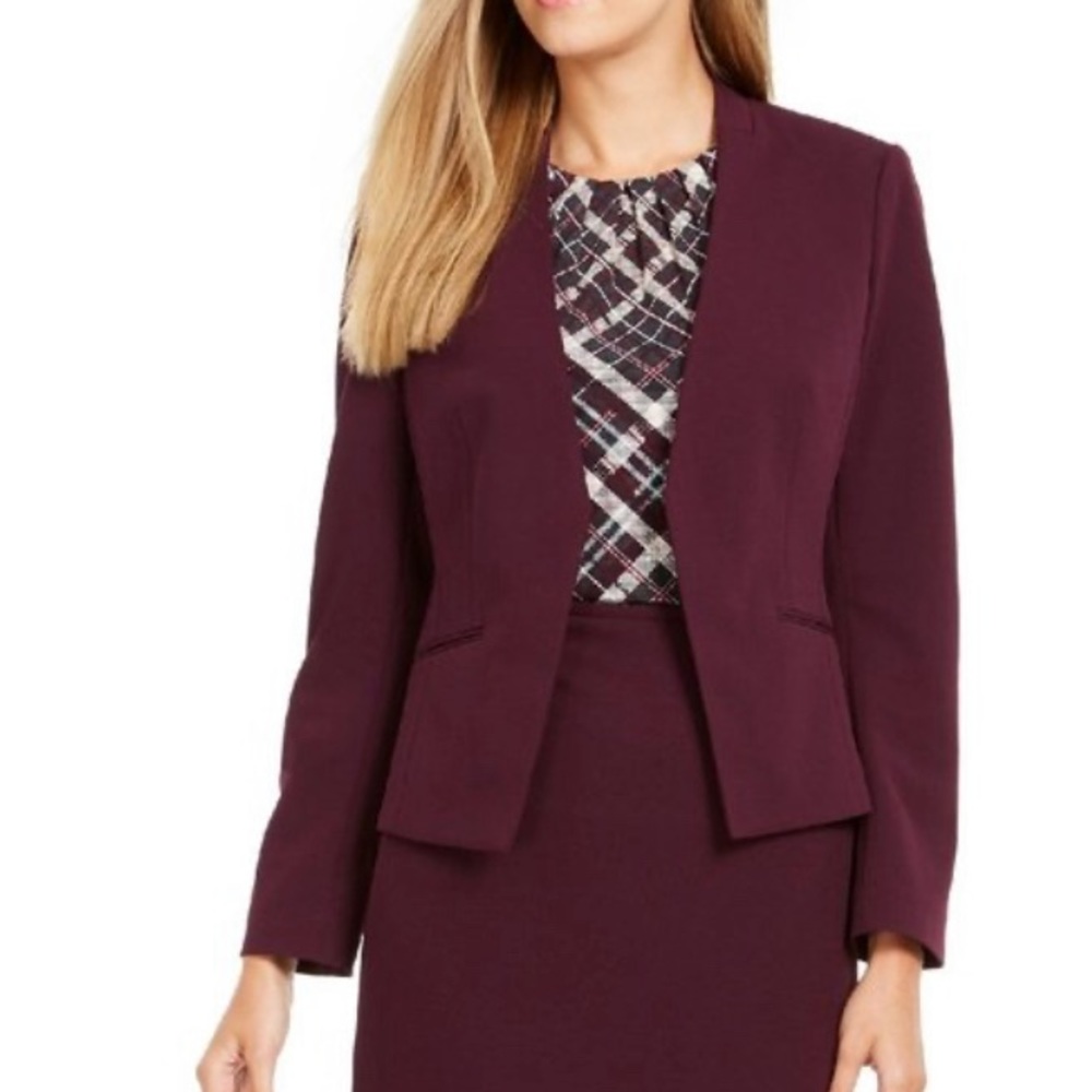 Calvin Klein Asymmetrical Burgundy Blazer